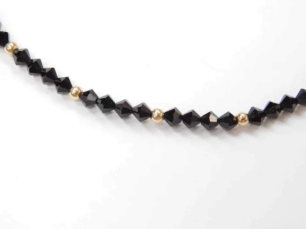 Faceted Black Onyx & 14K Gold Bead Necklace - image 2