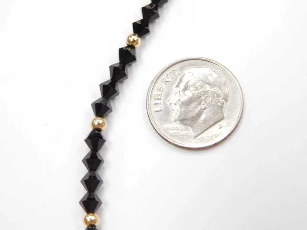 Faceted Black Onyx & 14K Gold Bead Necklace - image 3