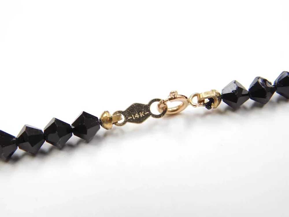 Faceted Black Onyx & 14K Gold Bead Necklace - image 4