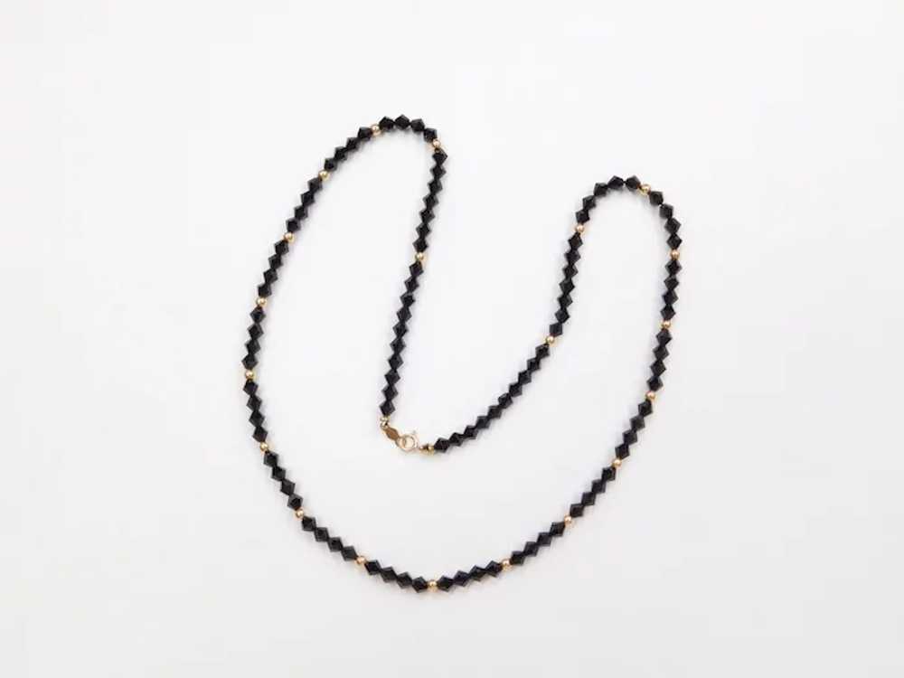 Faceted Black Onyx & 14K Gold Bead Necklace - image 5