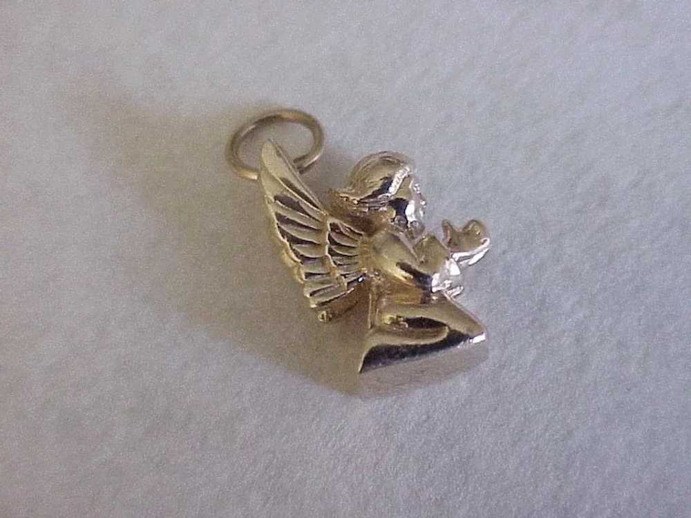 Vintage Praying Angel Charm 14K Gold Three Dimens… - image 2