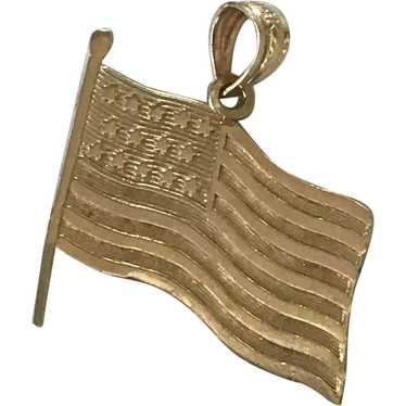 US Flag Vintage Charm 14K Gold United States Patri