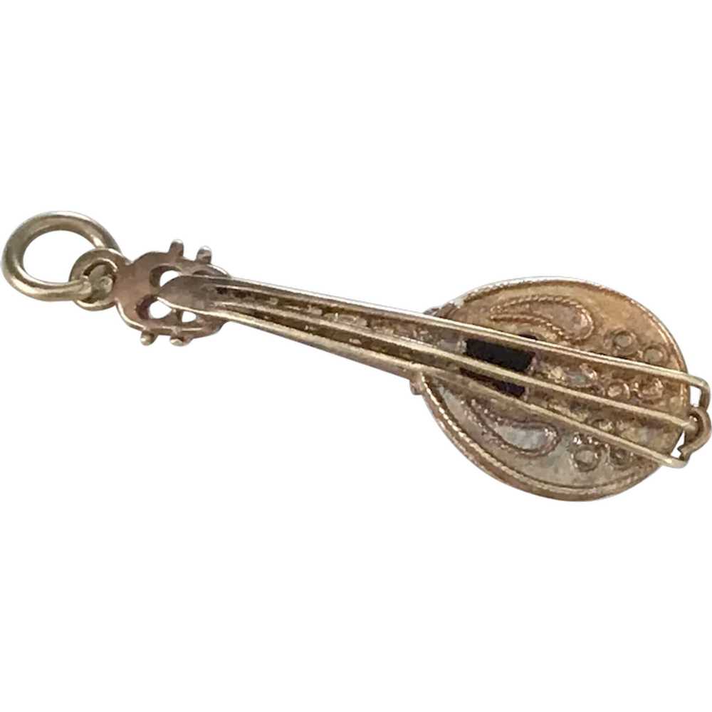 Bouzouki Vintage Musical Instrument Charm 9K Gold… - image 1