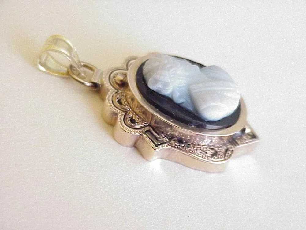 Victorian Hard Stone Cameo Pendant Taille d'Eparg… - image 2