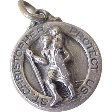 Vintage St. Christopher Medal Charm Sterling Silv… - image 1