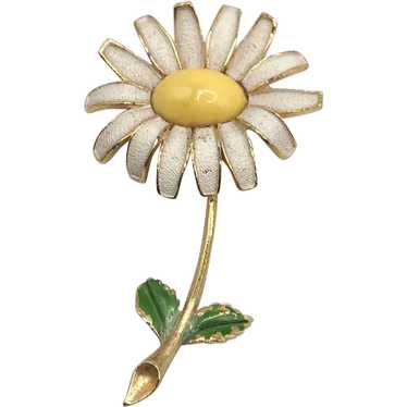 Vintage Weiss Daisy Enamel Flower Brooch Pin