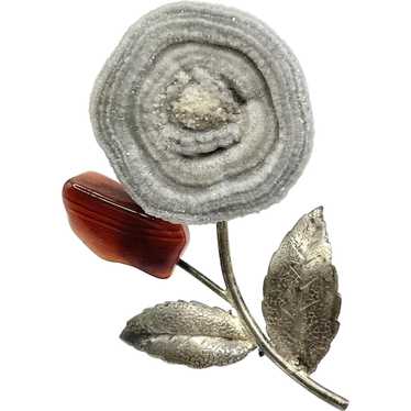 Vintage Stone Flower Brooch Pin - image 1