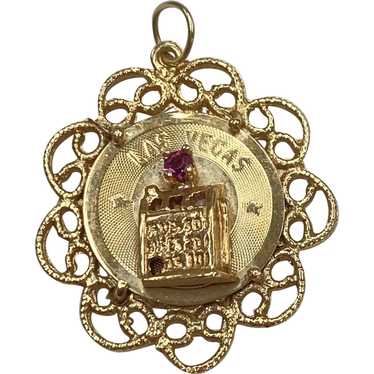 Las Vegas Vintage Charm 14K Gold & Ruby - image 1