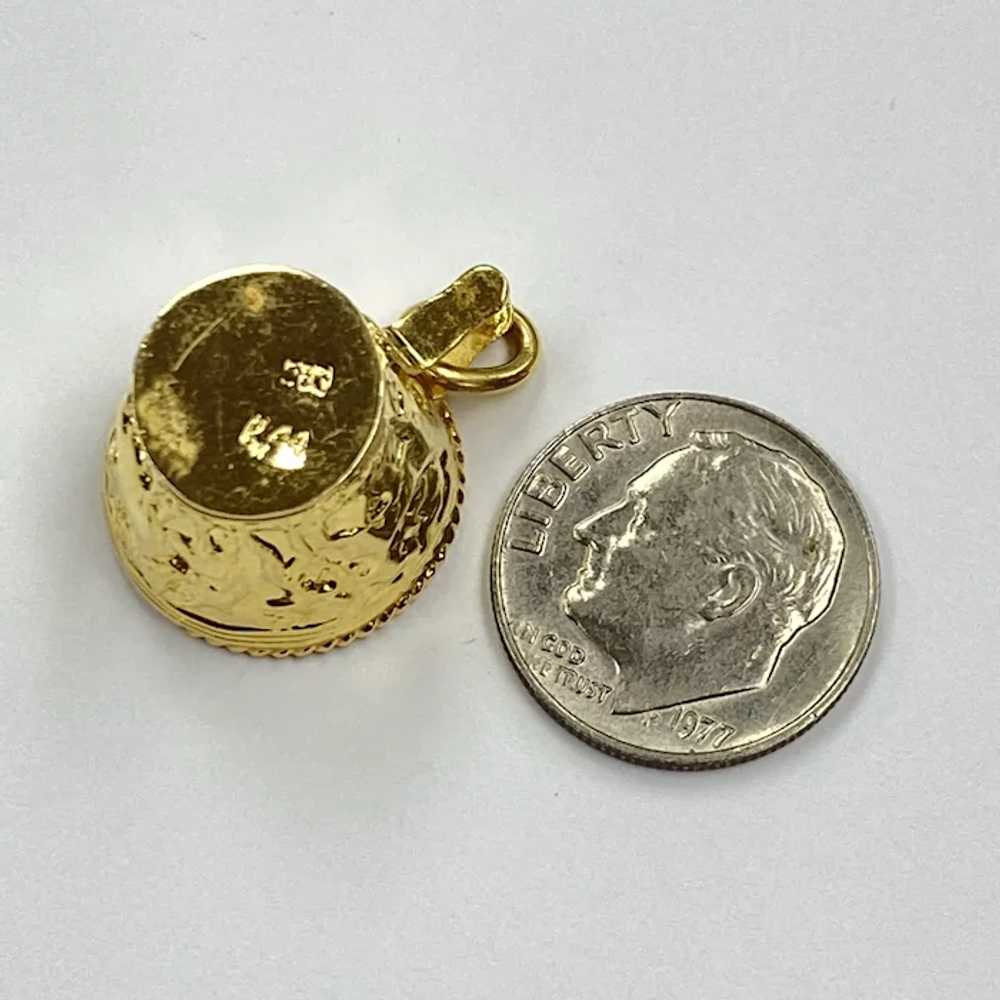 Ornate Embossed Scenic Cup Charm 14K Gold Three-D… - image 3