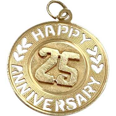 Big Vintage 25th Anniversary Charm 14K Gold, 1966