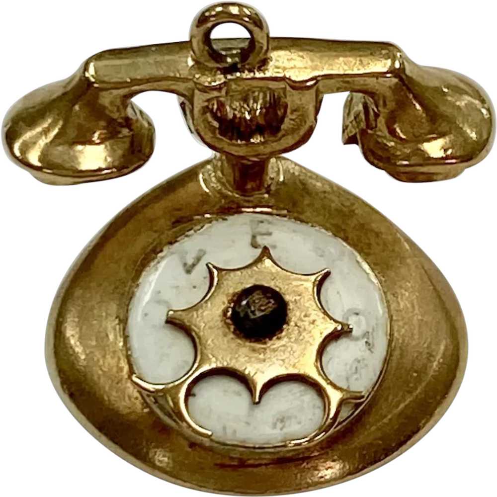 Telephone Vintage Charm 9K English Gold Three-Dim… - image 1