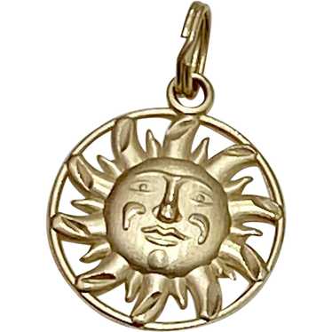 Vintage Pearl Sun Pin Pendant 14K Yellow Gold