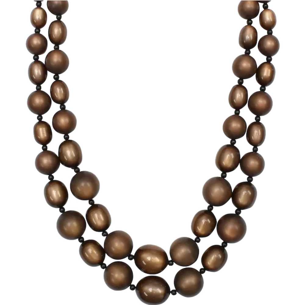 Chunky Coffee Brown Moonglow Lucite Bead Double S… - image 1