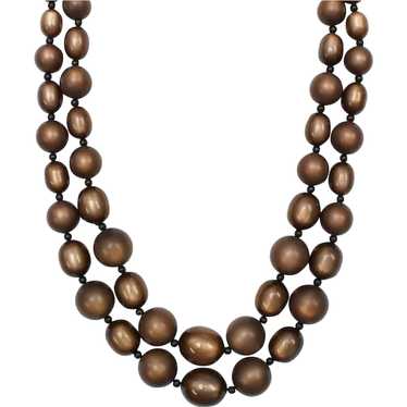 Chunky Coffee Brown Moonglow Lucite Bead Double S… - image 1