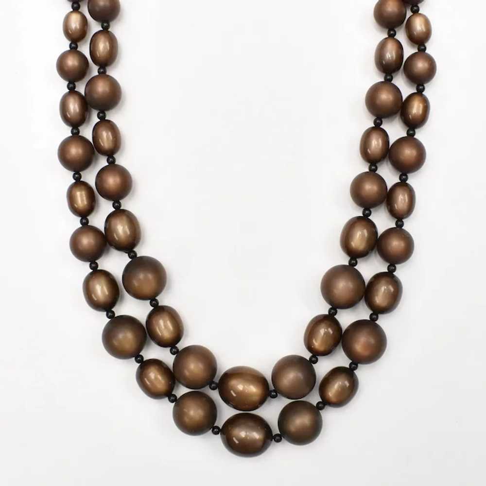 Chunky Coffee Brown Moonglow Lucite Bead Double S… - image 2