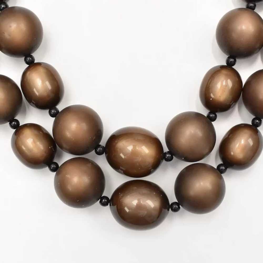 Chunky Coffee Brown Moonglow Lucite Bead Double S… - image 3