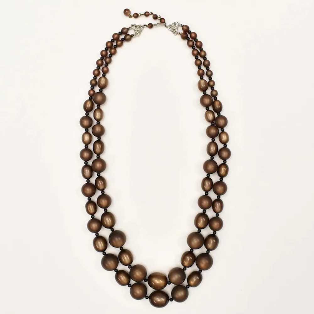 Chunky Coffee Brown Moonglow Lucite Bead Double S… - image 4