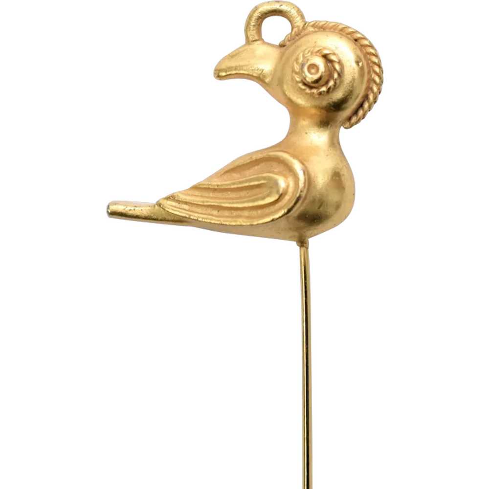 Etruscan Style Ornate Bird Stick Pin - image 1