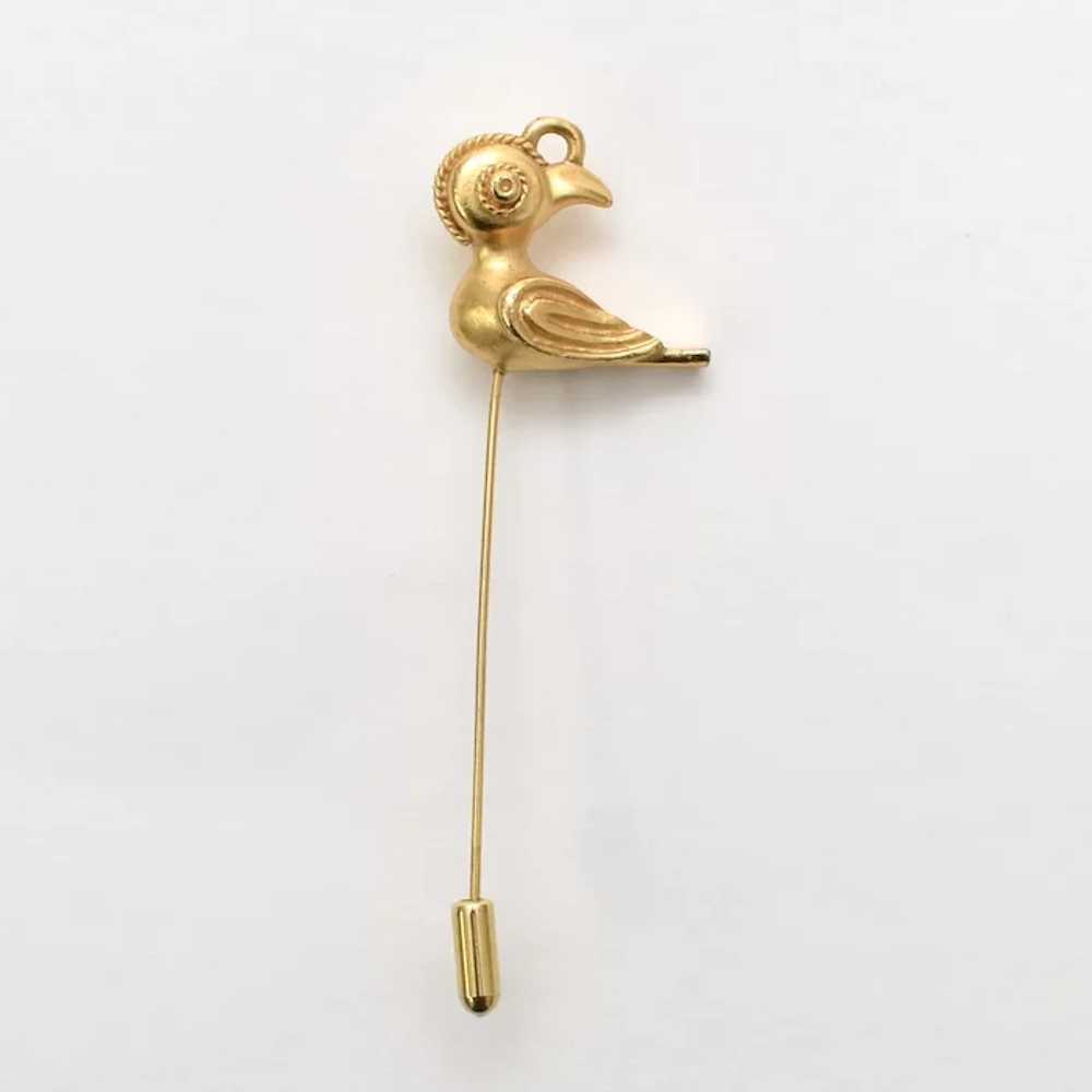 Etruscan Style Ornate Bird Stick Pin - image 3