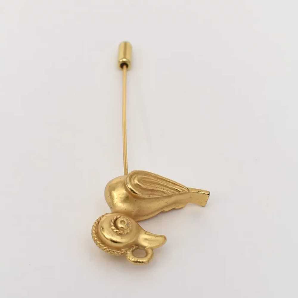 Etruscan Style Ornate Bird Stick Pin - image 6