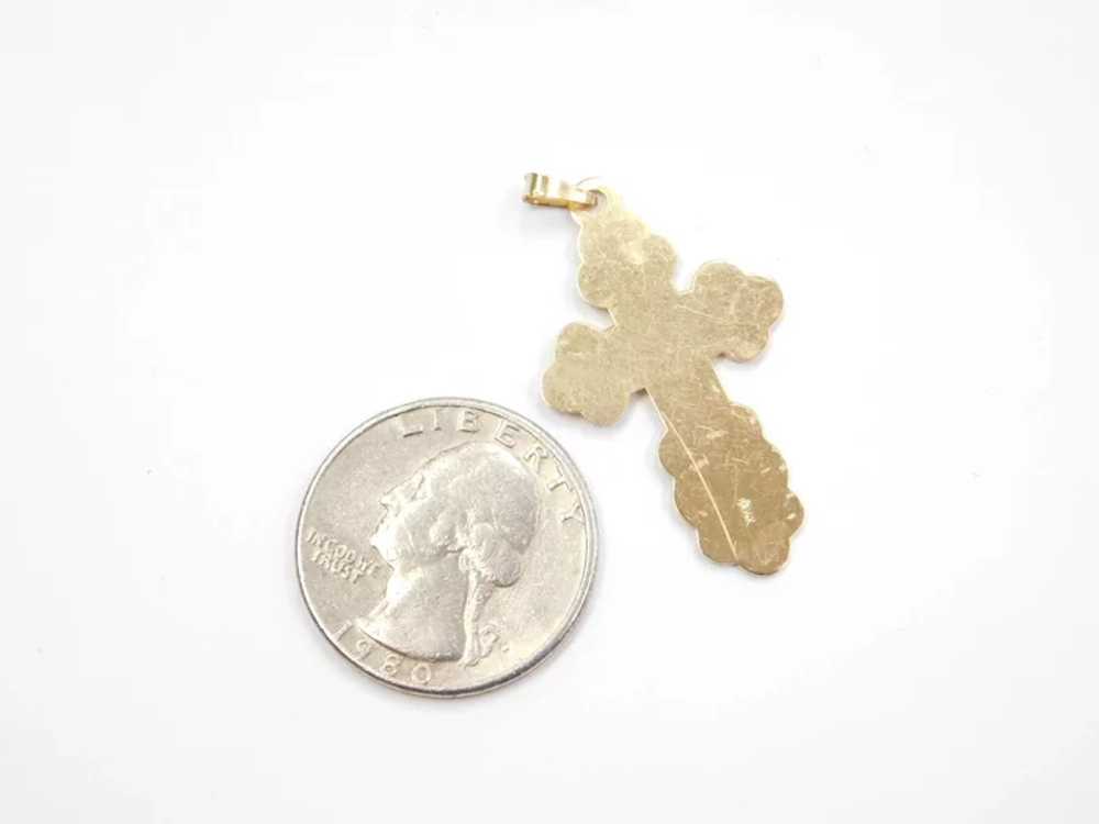 14k Gold Greek Orthodox Cross Pendant - Gem