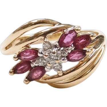 Ruby and Diamond .74 ctw Bypass Ring 14k Yellow an
