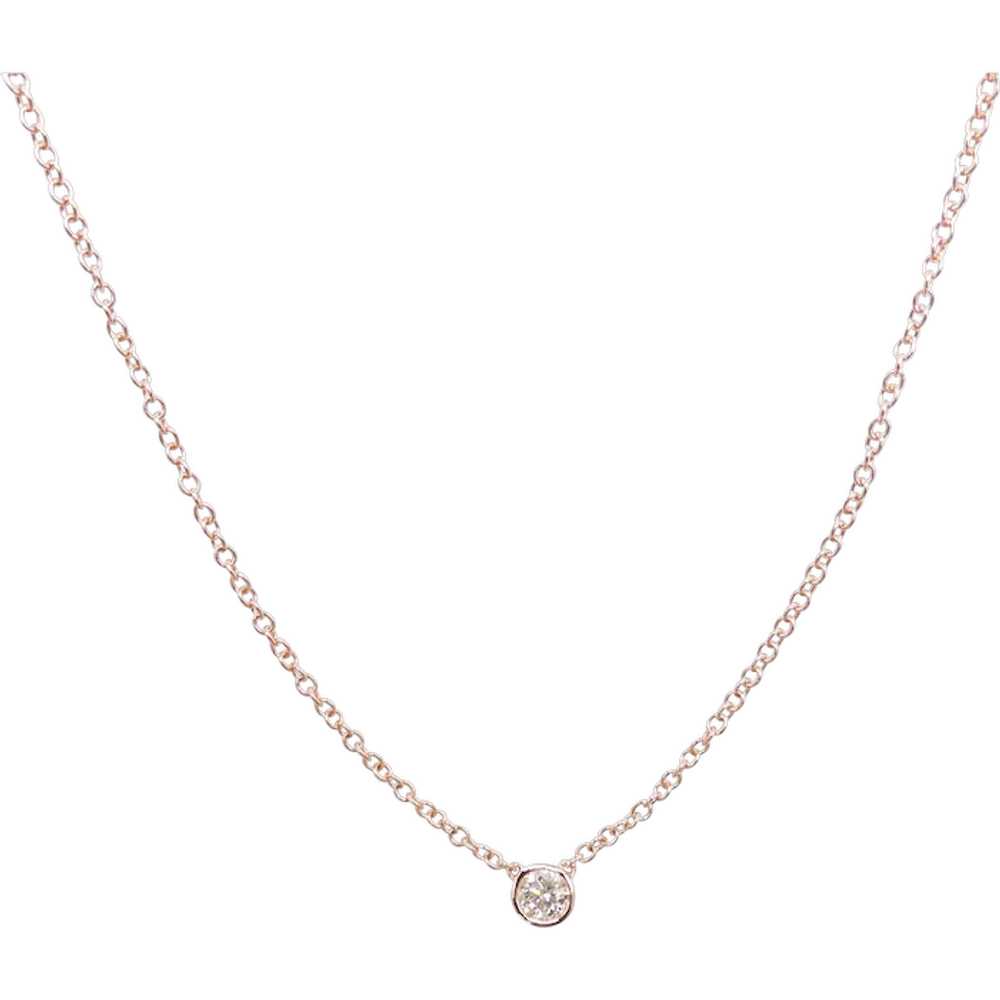 Diamond .25 Carat Solitaire Necklace 14k Rose Gold - image 1