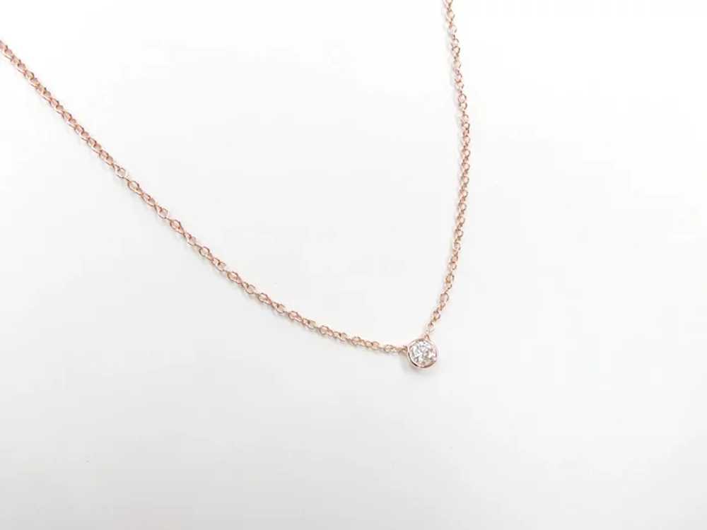 Diamond .25 Carat Solitaire Necklace 14k Rose Gold - image 2