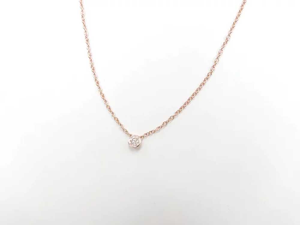 Diamond .25 Carat Solitaire Necklace 14k Rose Gold - image 3