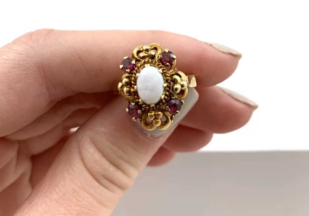 14kt Gold, Opal & Ruby Women's Ring - image 10