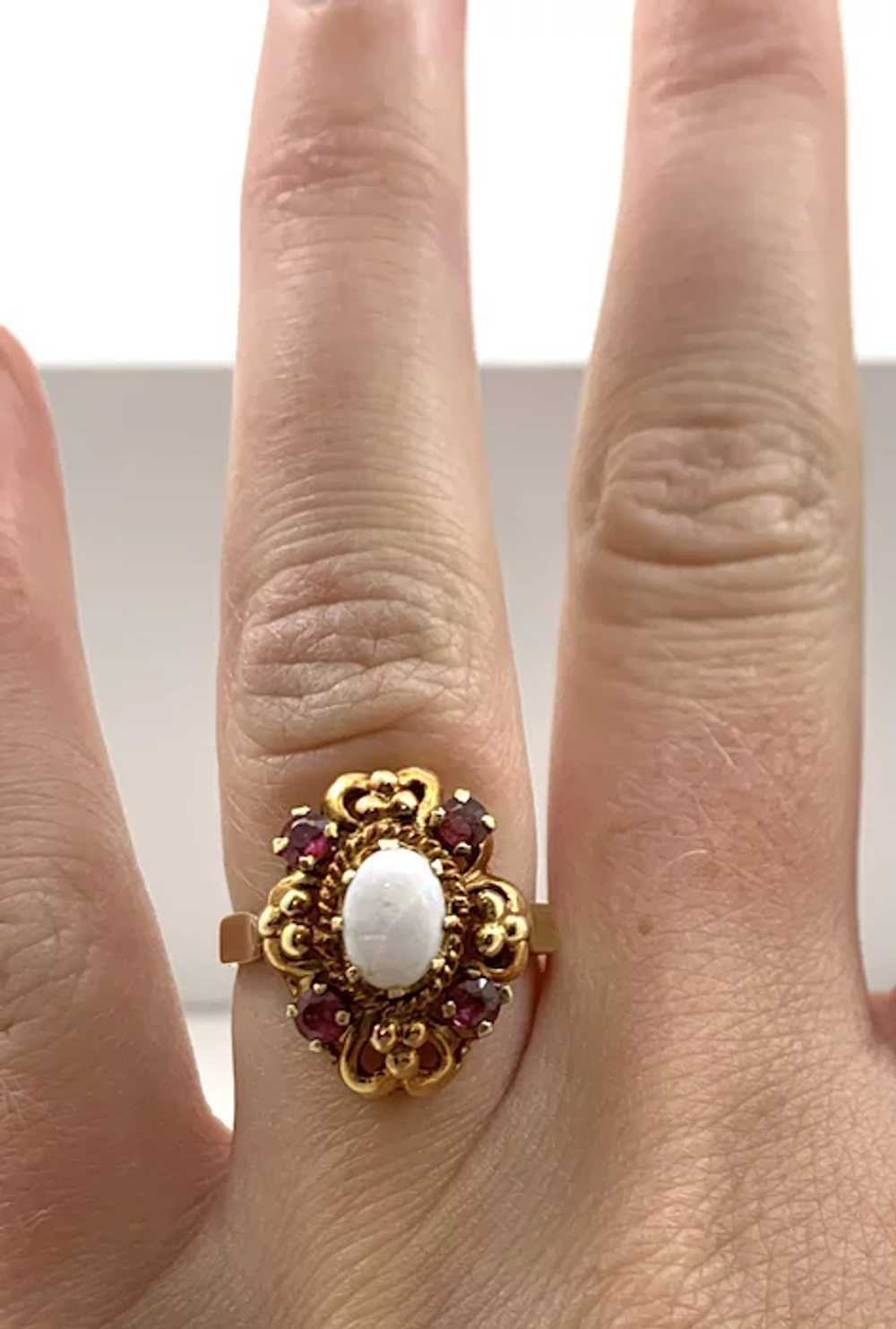 14kt Gold, Opal & Ruby Women's Ring - image 4