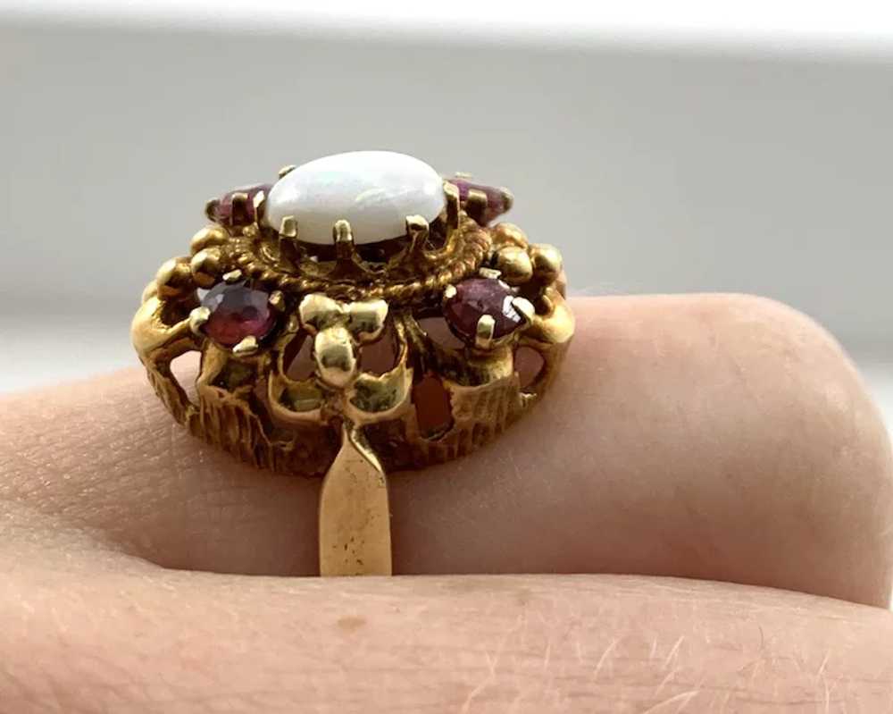 14kt Gold, Opal & Ruby Women's Ring - image 7