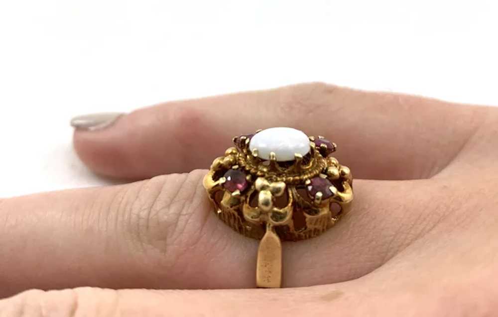 14kt Gold, Opal & Ruby Women's Ring - image 9