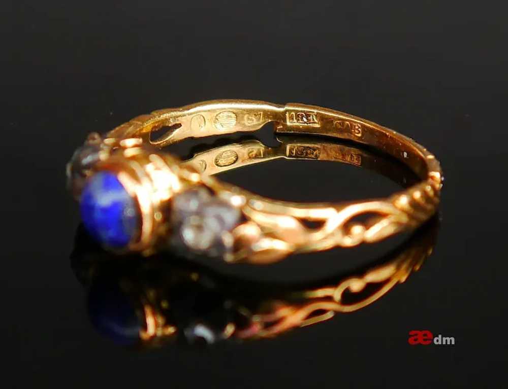 1919 Nordic Ring Lapis Lazuli Diamonds solid 18K … - image 12