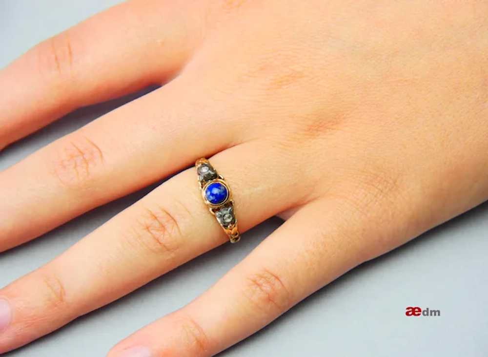1919 Nordic Ring Lapis Lazuli Diamonds solid 18K … - image 7
