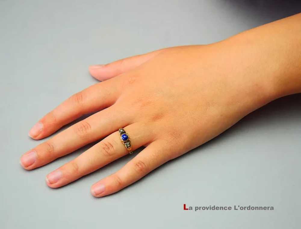 1919 Nordic Ring Lapis Lazuli Diamonds solid 18K … - image 8
