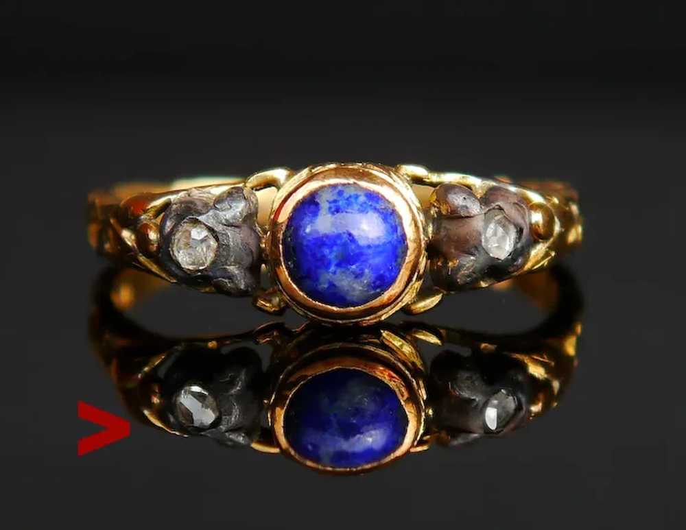1919 Nordic Ring Lapis Lazuli Diamonds solid 18K … - image 9