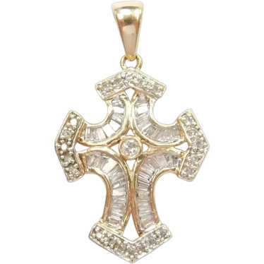 Diamond .66 ctw Cross Pendant 10k Gold Two-Tone