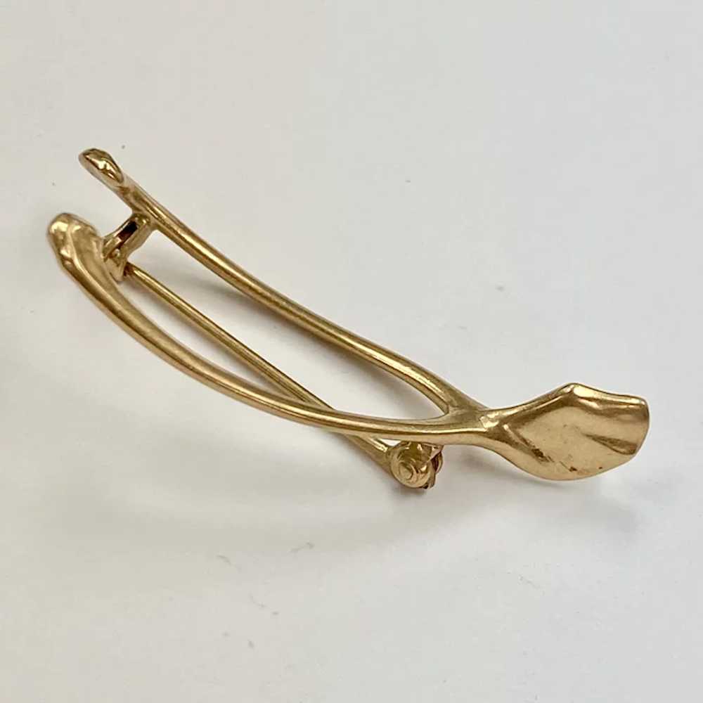 Lucky Wishbone Vintage Brooch 14K Gold Three-Dime… - image 2