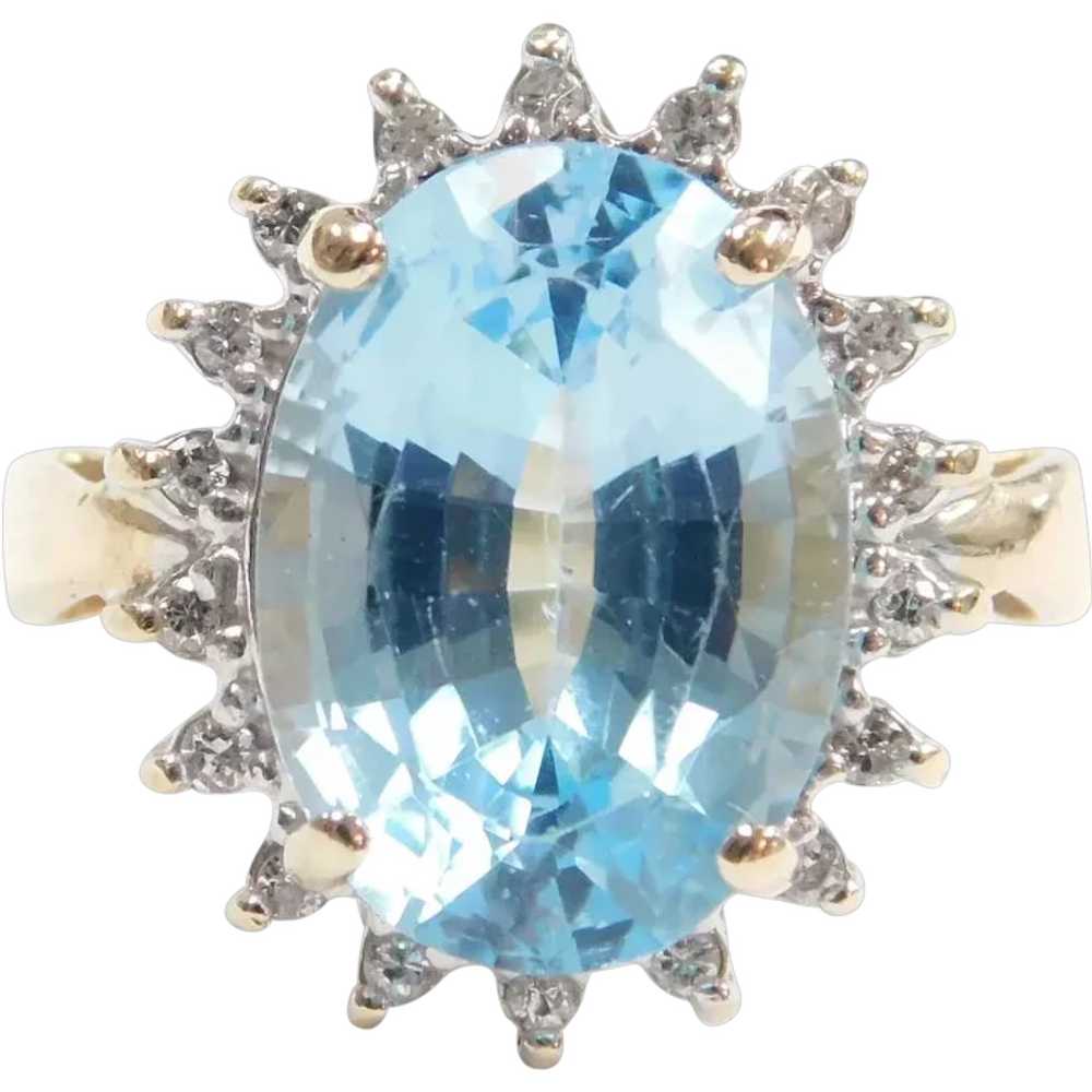 Baby Swiss Blue Topaz and Diamond 6.52 ctw Halo R… - image 1