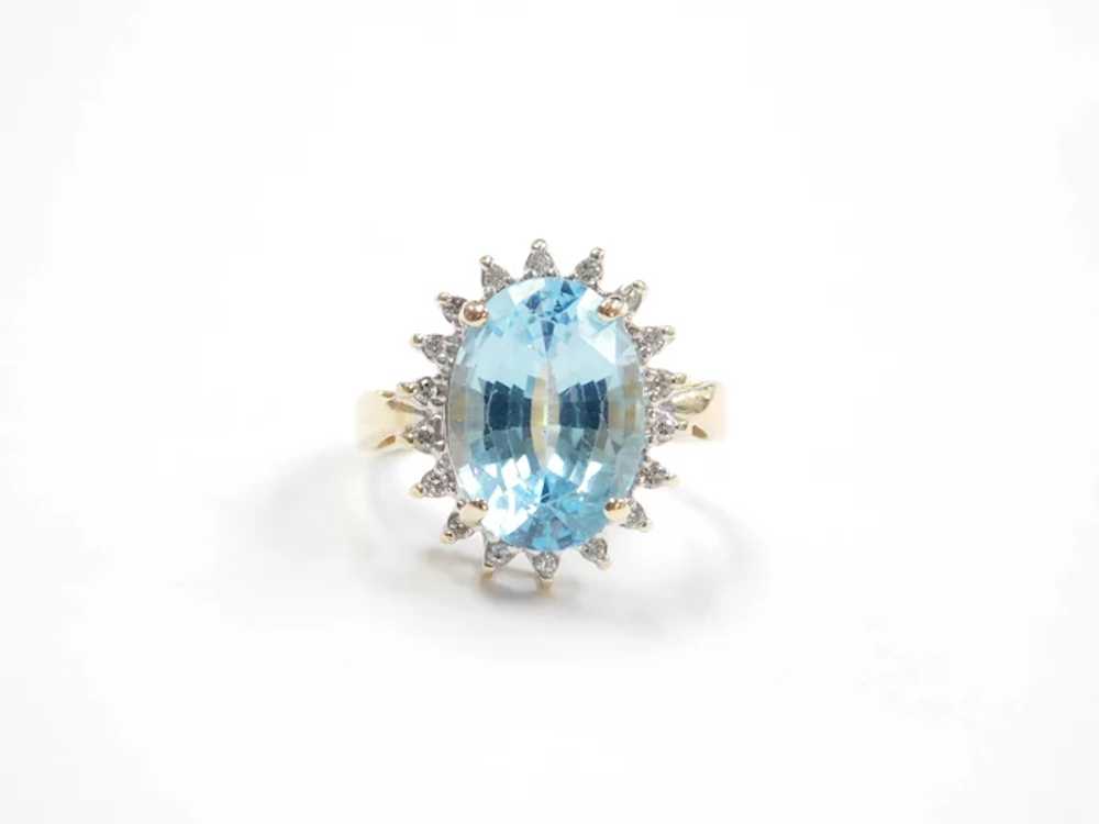 Baby Swiss Blue Topaz and Diamond 6.52 ctw Halo R… - image 4