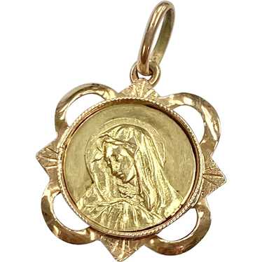 Holy Mother Virgin Mary Vintage Charm 18K Rose & Y