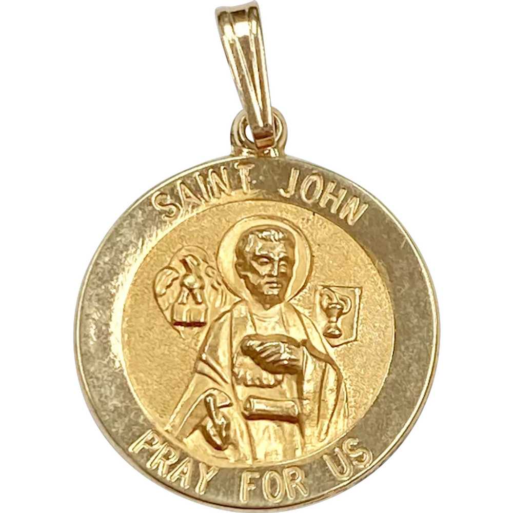 Saint John Vintage Medal Charm 14K Gold - image 1