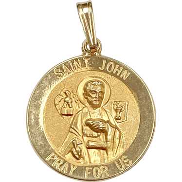 Saint John Vintage Medal Charm 14K Gold - image 1
