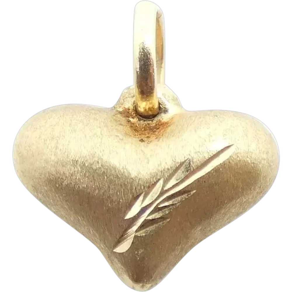 3D Diamond-Cut Heart Pendant 14k Yellow Gold - image 1