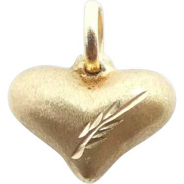 3D Diamond-Cut Heart Pendant 14k Yellow Gold - image 1