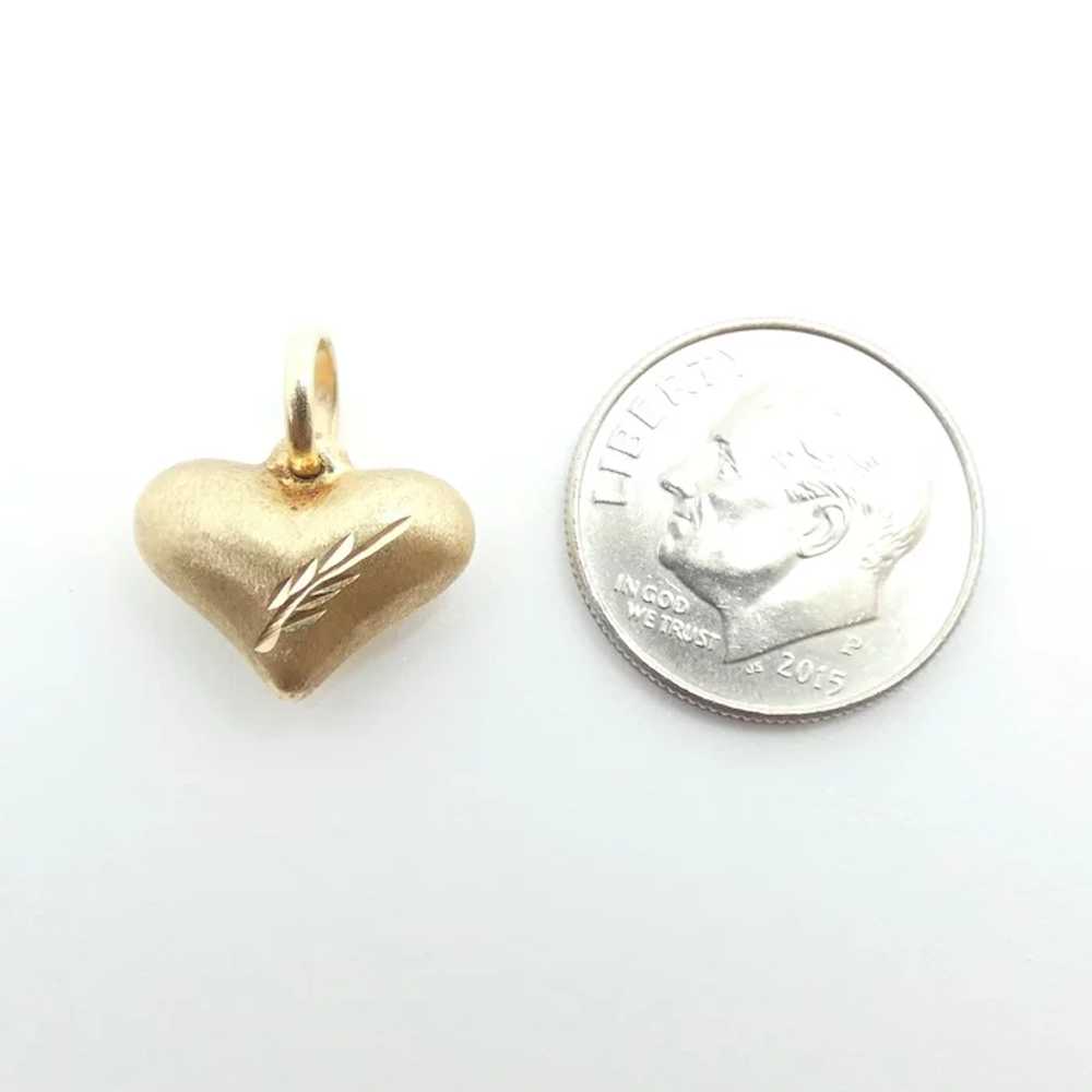 3D Diamond-Cut Heart Pendant 14k Yellow Gold - image 2