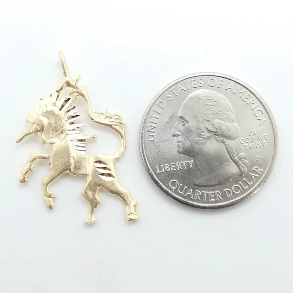 Magical Unicorn Pendant 14K Yellow Gold - image 2