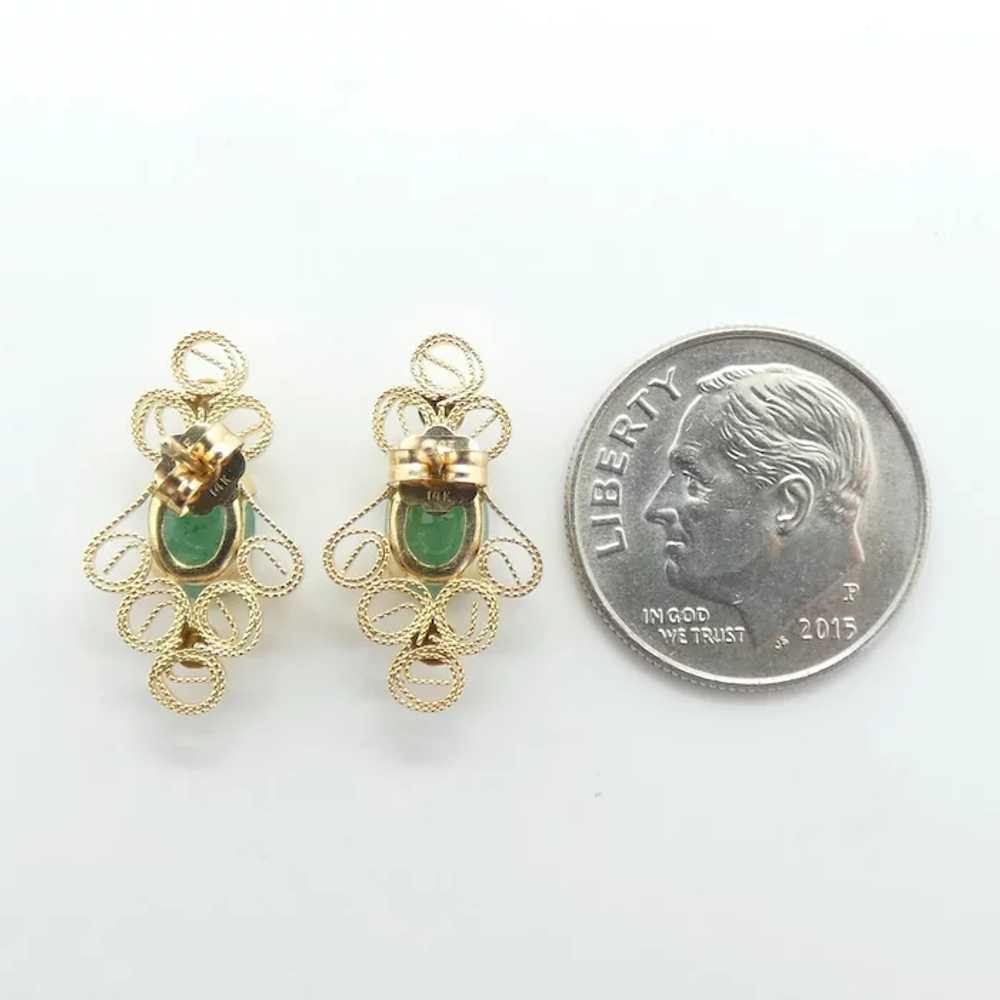 Filigree 1.56 ctw Natural Emerald Stud Earrings 1… - image 3