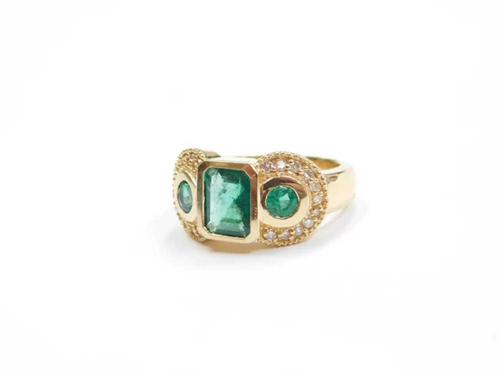Natural Emerald & Diamond 1.95 ctw Vintage Ring 1… - image 3